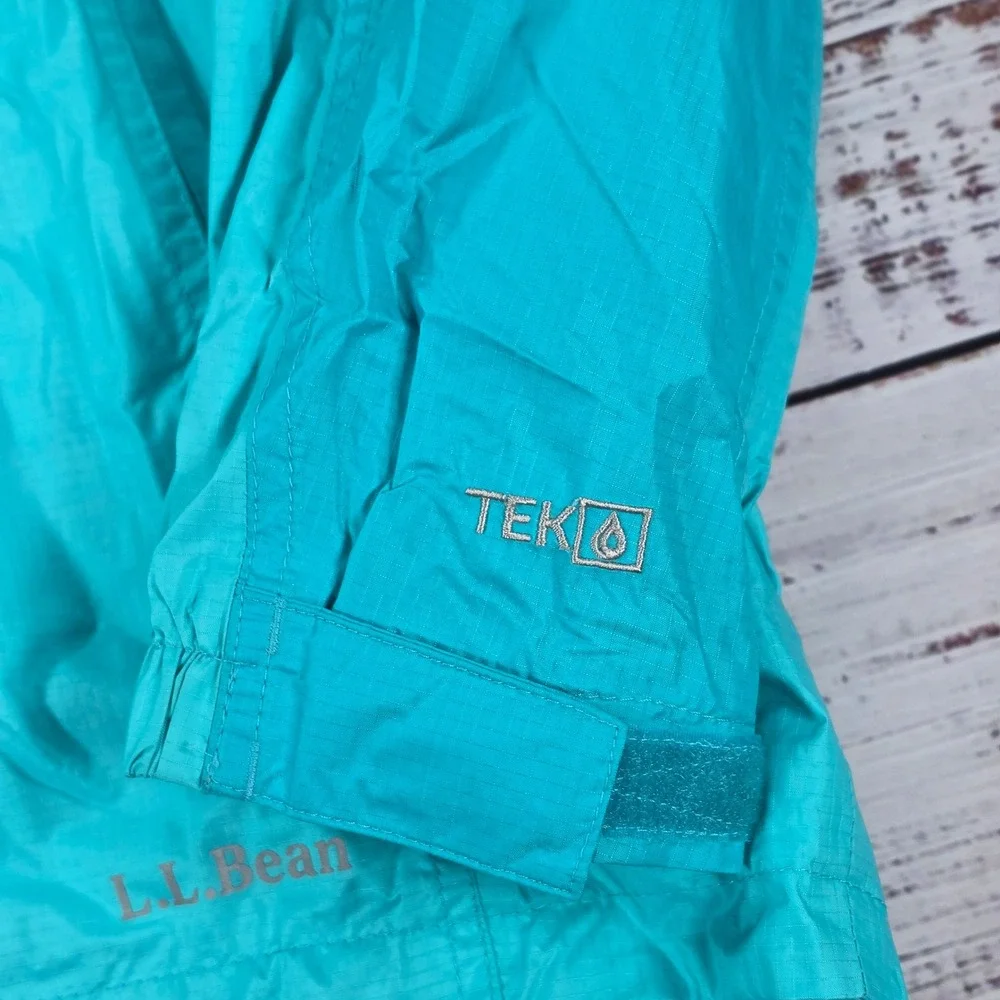 L.L.Bean Discovery Rain Jacket Kids Size L 14-16 Blue Excellent Fleece Lined
